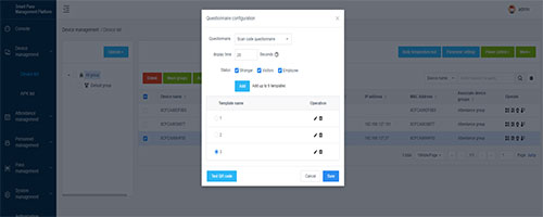 face recognition temperature check with QR code questionnaire