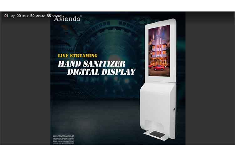 picture on the live streaming sanitizer signage diplay