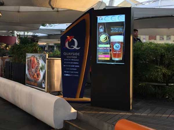 outoodr digital signage display for the sea food restaurant in  Singapore singapore 