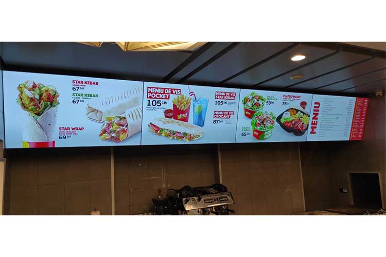 55 inch video wall used for the menu display in Moldova