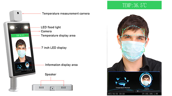 Face Recognition Thermal Attendance Camera System Screening Facial Measurement Kiosk Terminal YXD-F7